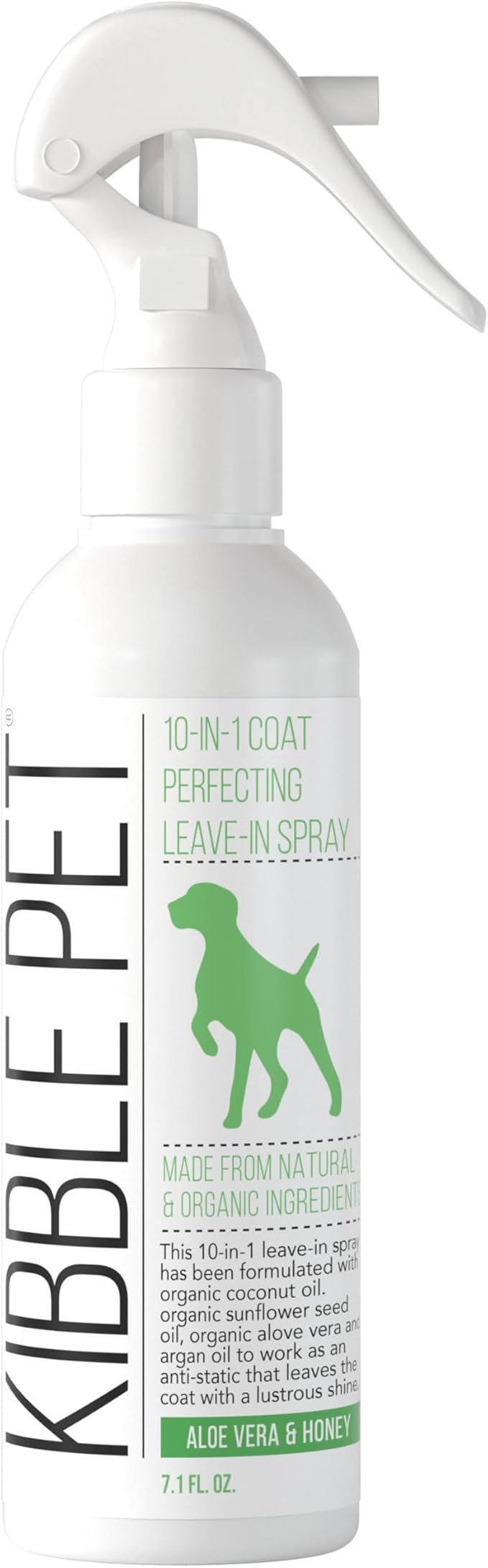 Kibble Pet Silky Coat Light Leave-in Conditioner Spray for Dogs, Salon-Quality Post-Bath Step Before Blowdrying, Organic Argan & Coconut Oil Formula, Aloe Vera & Honey Scent, Made in USA, 7.1 oz