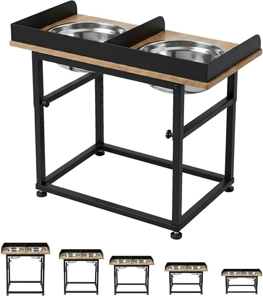 Raised Dog Bowl for Large Dogs,Elevated Dog Bowls Steel Dog Bowls for Food & Water (DB08-Black, 21.6inch 8L)
