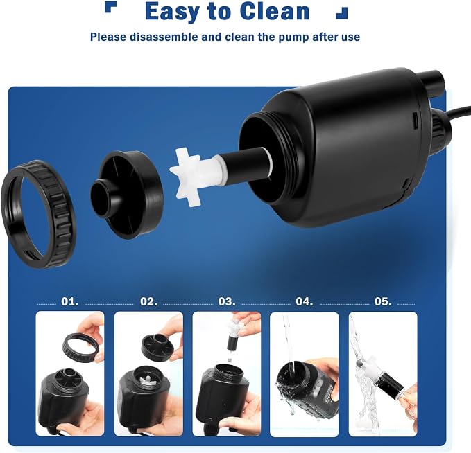 AQQA Electric Aquarium Vacuum Gravel Cleaner, 6 in 1 Automatic Fish Tank Vacuum Cleaning Tools Kit Water Changer, Multifunction Wash Sand Filter Water Circulation 20W 320GPH 110V