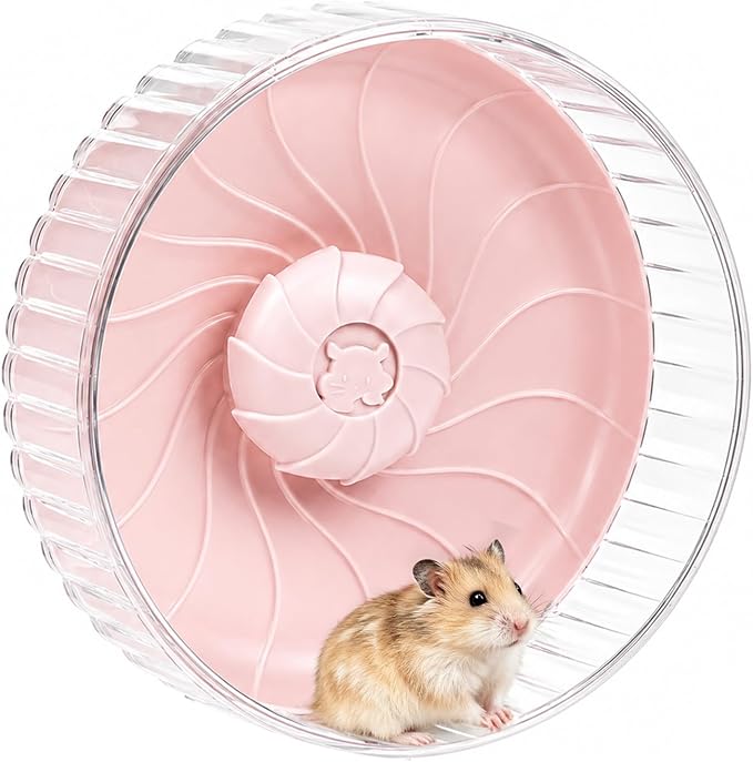 Silent Hamster Wheel, 10in Hamster Wheel No Stand, Double-Bearing Quiet Spinner for Syrian Hamsters, Hedgehogs, Mice & Small Pets, Pink