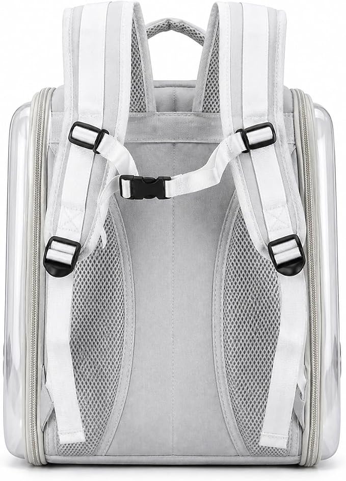 Portable PetCarrier Bag, Shoulder Backpack, Foldable and Waterproof with Acrylic Panels, Large Capacity with Zipper, Anti-Sway Buckle & Anti-Escape Hook, Perfect for Cats and Puppies (Grey)
