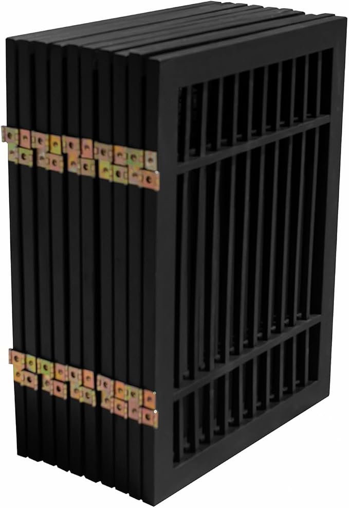 Urnporium Pet Dog Gate Freestanding, Strong Durable Folding Wooden Fence, Portable Acacia Hardwood Safety Barrier for Indoor & Outdoor Use (Black Pet Gate, 10 Panel 24" Tall)