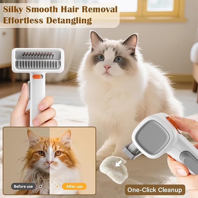 2-in-1 Pet Self-Detangling & Grooming Comb, One-Touch Switch Dematting Comb for Dogs, Undercoat Rake for Dogs, Deshedding Rake Dog Detangler Brush for Mats Tangles Loose Fur (1PC)