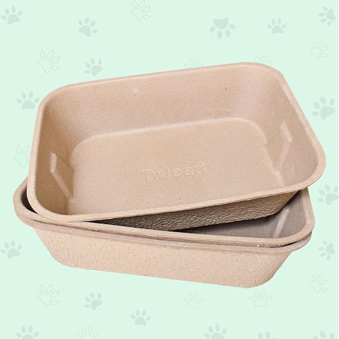 Disposable Cat Litter Box (3-Packs with 1-Towel) Eco Friendly 100% Recycled Paper Cat Tray,16.14 X11.81X3.94 Inch (Brown)