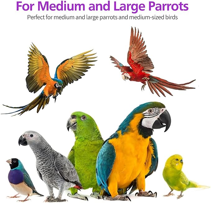 RUBY.Q 2 Pack Large Parrot Toy, 20in Bird Parrot Toy, Multicolored Natural Wooden Bird Chewing Toys for Large Macaws, African Grey and a Variety of Amazon Parrots