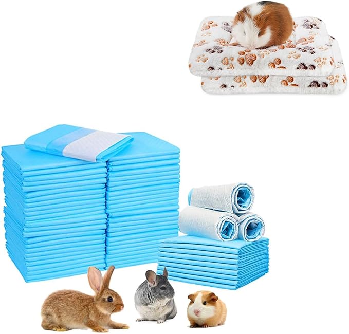 2 Pcs Guinea Pig Bed Mat Washable, Rabbit Winter Bed Pad for Indoor, Warm Small Animal Bed Mattres & Rabbit Pee Pads, Pet Toilet/ Potty Training Pads, Super Absorbent Guinea Pig Disposable Diaper