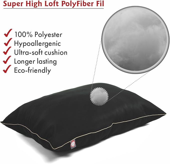 Majestic Pet Rectangle Medium Dog Bed Washable – Non Slip Comfy Pet Bed – Dog Crate Bed Super Value Pillow Dog Bed – Dog Kennel Bed for Sleeping - Dog Bed Medium Breed 35 x 28 Inch – Solid Black