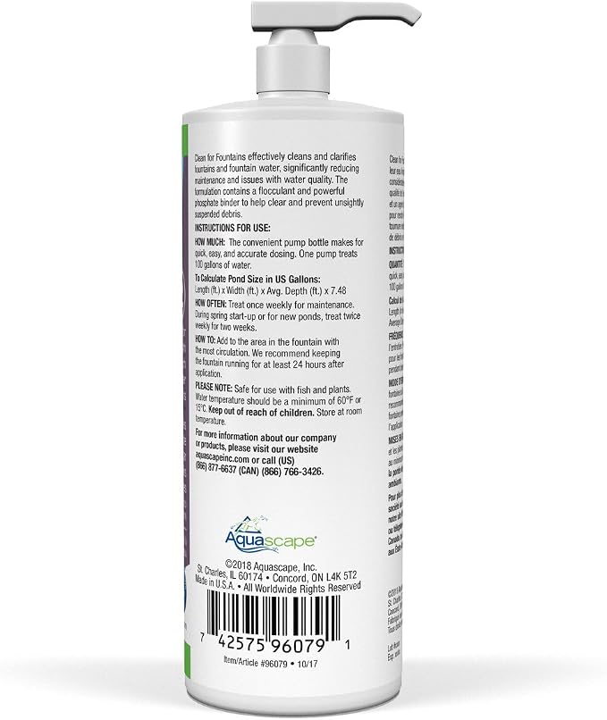 Aquascape Clean Water Treatment for Fountains, Waterfalls, Container Water Gardens and Other Features with Standing Water, Promotes Clean and Clear Water Conditions | 4 (32-Ounces)