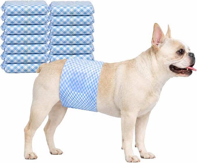 Male Dog Diaper Disposable Wraps for Waist 16–21 in,10 Count Leakproof, Super Absorbent, Adjustable Fit, Wetness Indicator, L