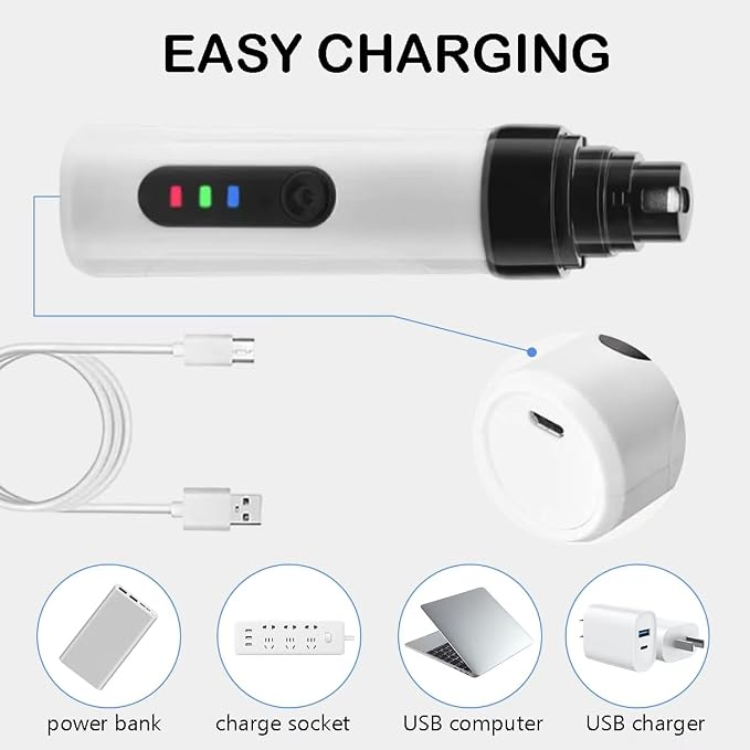 Silent Dog Nail Grinder, 2025 Upgraded Pet Nail Trimmer with 2-Speed Settings & 3 Grinding Ports, USB Rechargeable Dog Nail Clippers for Small, Medium & Large Pets
