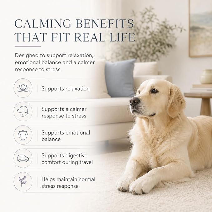 Calming Chews for Dogs – Soft Chews with Melatonin & Natural Calming Blend to Support Relaxed Behavior During Fireworks, Thunderstorms, Grooming & Travel, 60 Count