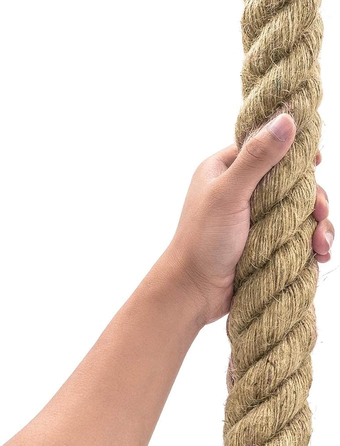Aoneky Natural Jute Rope 1" x 48ft - 4 Strand Twisted Hemp Rope for Crafts, Cat Scratching Post, DIY Home Decor, Macrame, Hammock & Nautical Projects, Brown