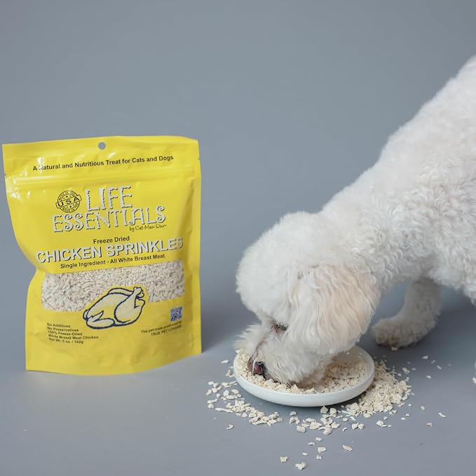 Life Essentials by Cat-Man-Doo | Chicken Sprinkles - 2 Pack of 5oz. Bags | Freeze Dried Chicken Cat & Dog Treats | Healthy, Single Ingredient, Training Treats, High Protein