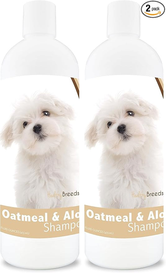 Healthy Breeds Maltese Oatmeal Shampoo with Aloe 16 oz (Pack of 2)