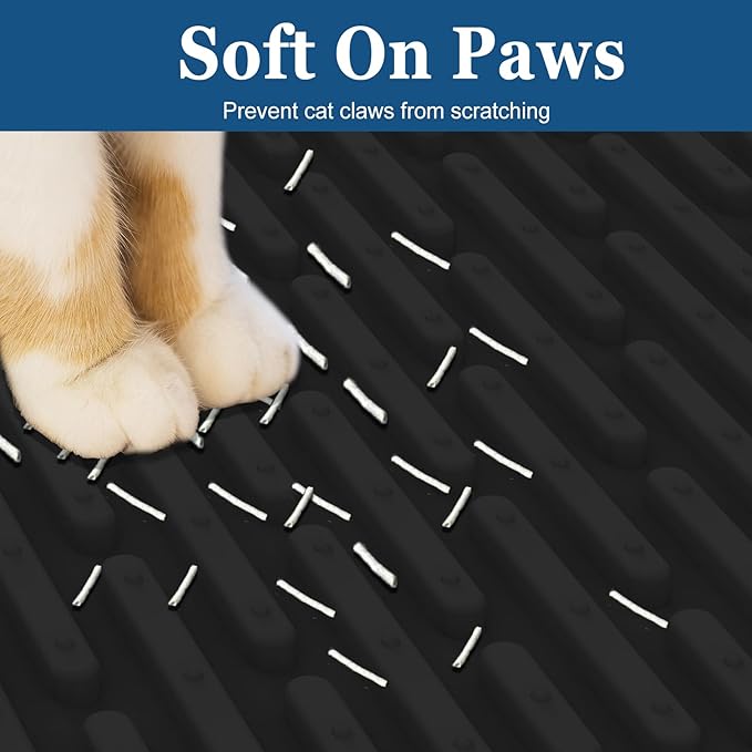 XXL Extra Large Silicone Cat Litter Trapping Mat for Scatter Control, 40"x30"(100cmx75cm) Waterproof Kitty Litter Box mat for Floor, Soft on Kitty Paws, Easy to Clean, Light Brown