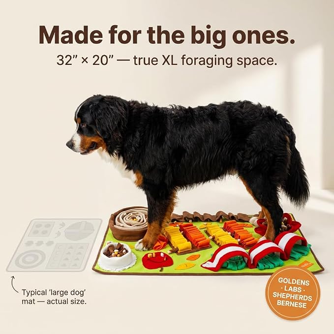 Snuffle Mat for Dogs Large Breed - 32x20 Inch Foraging Mat, Slow Feeder, Sniff Mat & Interactive Puzzle Toy for Mental Stimulation - Washable Dog Enrichment Mat for Large Dogs