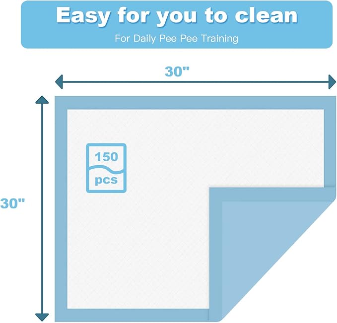PETSITE Dog Pee Pads 30"x30"-150 Count, Dog and Puppy Potty Training Pads Super Absorbent & Leak-Proof, XL Disposable Pet Piddle Pad and Potty Pads for Dogs, Puppies, Doggie