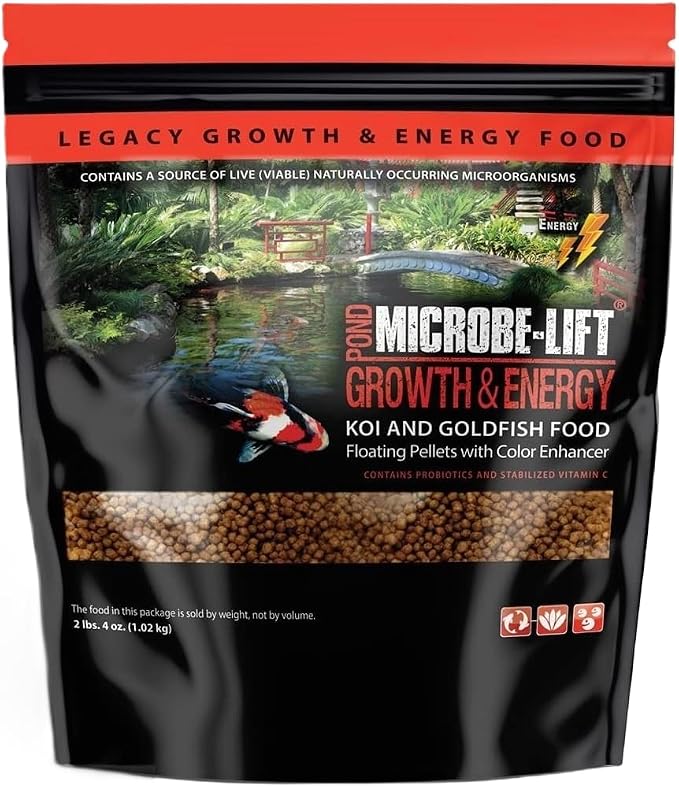 MICROBE-LIFT High Growth and Energy Floating Fish Food Pellets for Ponds, Water Gardens, and Fountains, Safe for Live Goldfish and Koi, 2.25 lbs