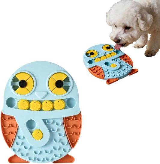 Slow Feeder Dog Bowl & Lick Mat, Interactive Dog Puzzle Toy for Fast Eaters, Treat Dispensing Toys with Non-Slip Base, Sturdy Plastic for Small, Medium, Large Dogs, Healthy Eating (Blue)
