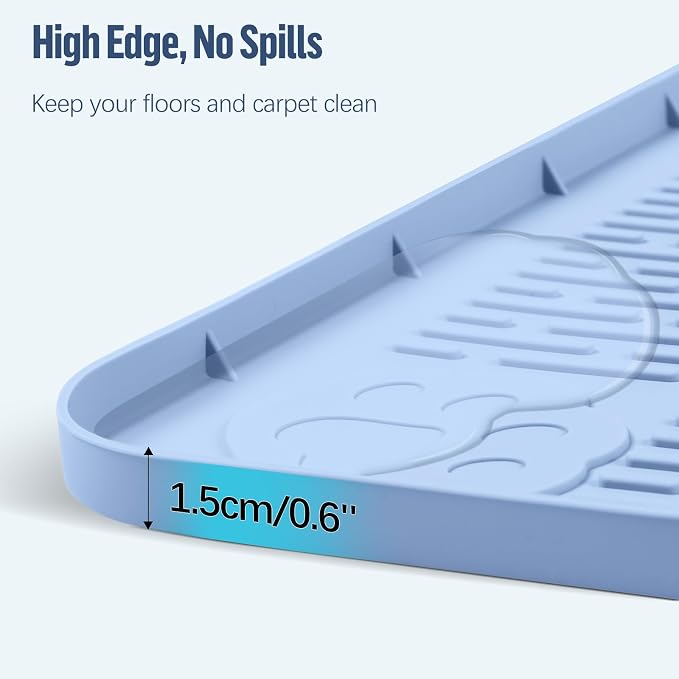 Pee Pad Holder for Dogs, 50" x 35" Silicone Pee Tray Mat Leak-Proof, High Edge, No Spill Pet Pad Holder for Puppy, Cat, Rabbit, Training Pads for Floor Protection, No Pee Pads (Blue)