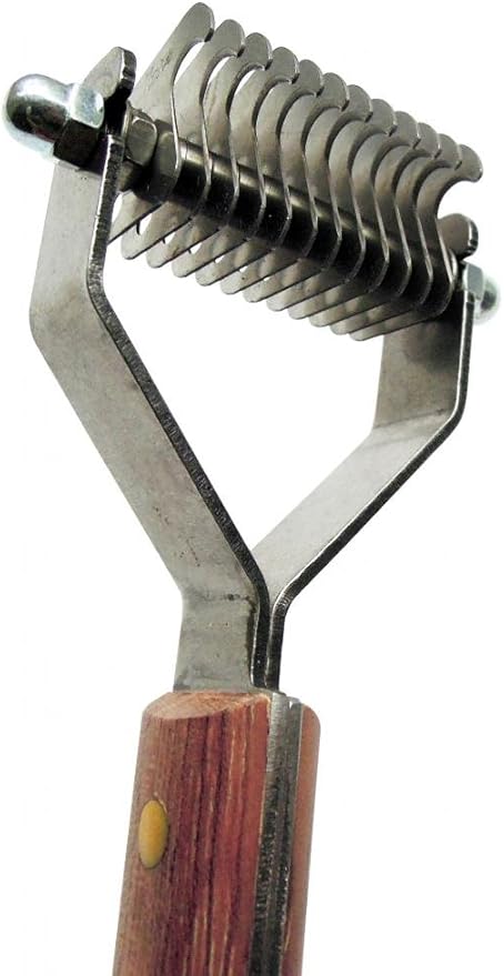 Mars Coat King Original Dematting Undercoat Grooming Rake Stripper Tool for Dogs and Cats, Stainless Steel with Wooden Handle, Made in Germany, 12-Blade