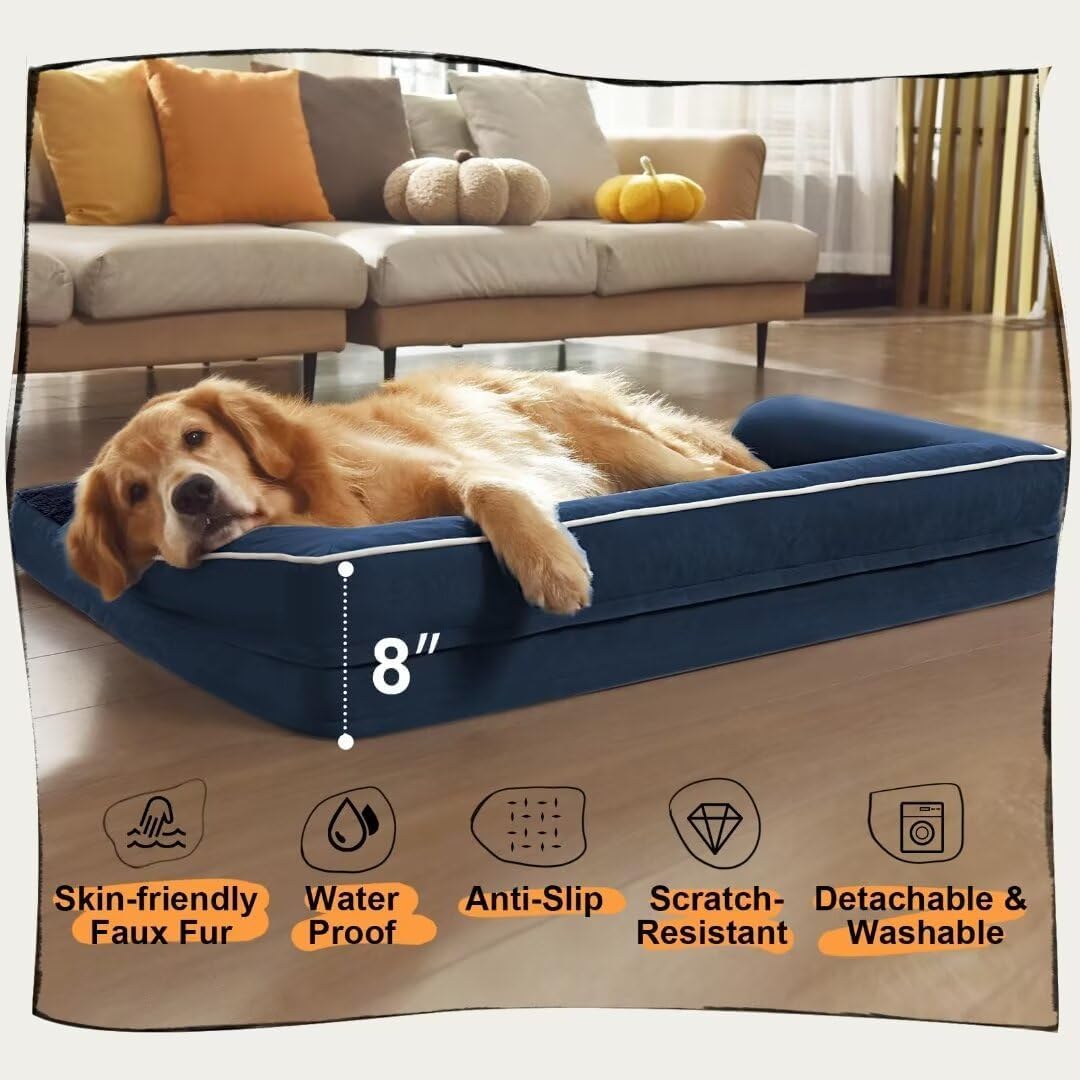 Small Dog Bed Orthopedic Washable Cat Bed Memory Foam Couch Sofa Comfy Pet Beds with Waterproof Removable Cover & Non-Slip Bottom