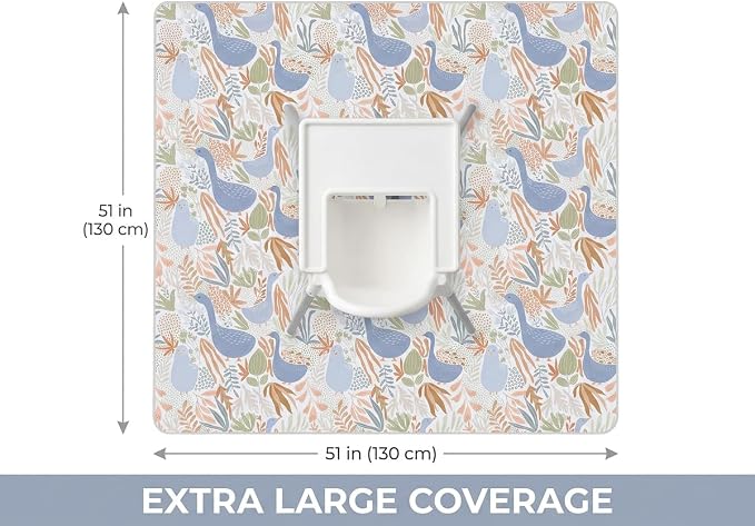 Splat Mat for Under High Chair/Arts/Crafts, Waterproof and Anti-Slip Splash Mat Floor Protector, Washable Highchair Floor Mat, 51 Inch Reusable Messy Mat and Baby Feeding Table Cloth
