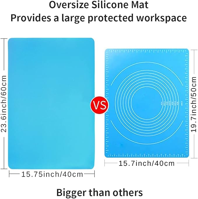Extra Large Silicone Craft Mat for Kids, Large Silicone Sheet for Crafts, Kitchen Non-Stick Baking Mat, Heat Resistant Countertop Mat, Waterproof Placemat, Multipurpose Mat, Blue (23.62x15.75 inches)