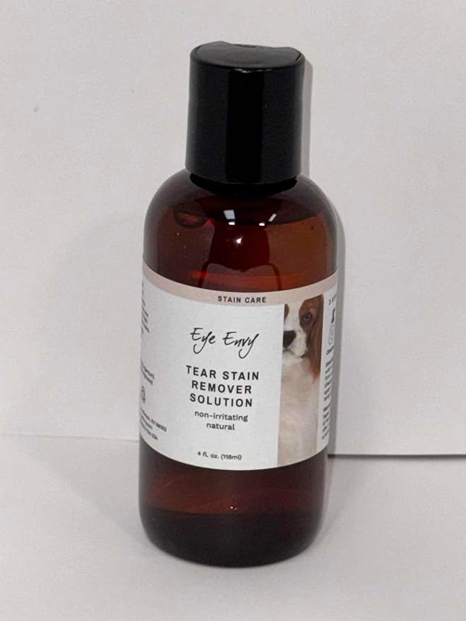 Eye Envy Tear Stain Remover Solution for Dogs. Gentle, Natural, Safe. Cleans Tear Stains. Recommended by AKC Breeders, Handlers, Groomers. 4 oz. Made in USA