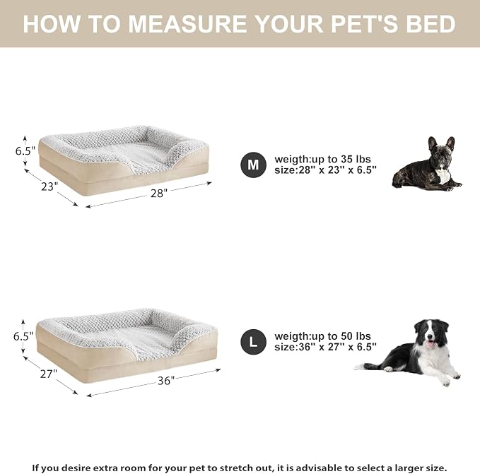LEXTRO Orthopedic Dog Bed for Extra Large Dogs, Egg Crate Foam Bed for Extra Large Dogs, Equipped with Removable Waterproof Pillow Cover and Anti-Slip Bottom, Pet Bed