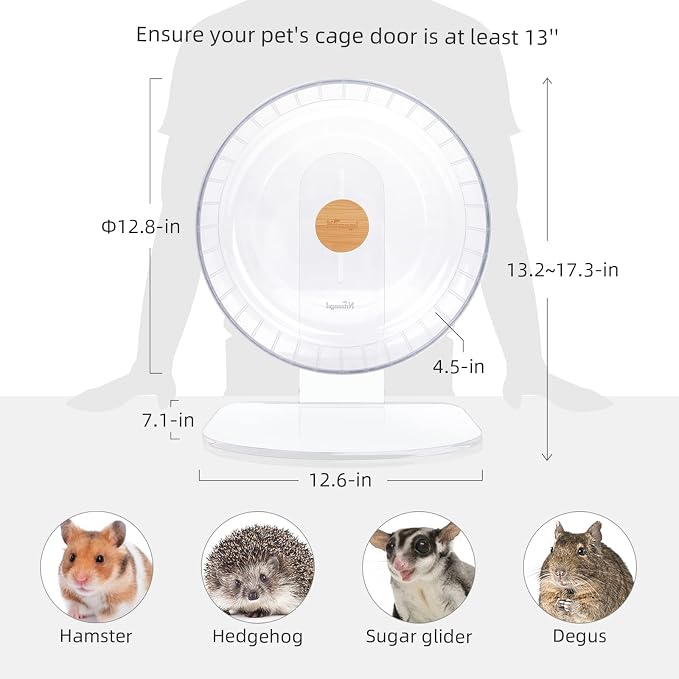 Niteangel Super-Silent Hamster Exercise Wheels - Quiet Spinner Hamster Running Wheels with Adjustable Stand for Dwarf Syrian Hamsters Gerbils Mice Or Other Small Animals
