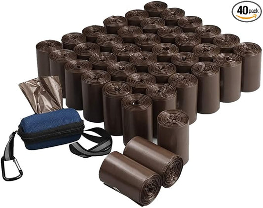 Morcte 40 Rolls, 1400 Strong Poop Bags, Dog Waste Bags with Dispenser, Brown