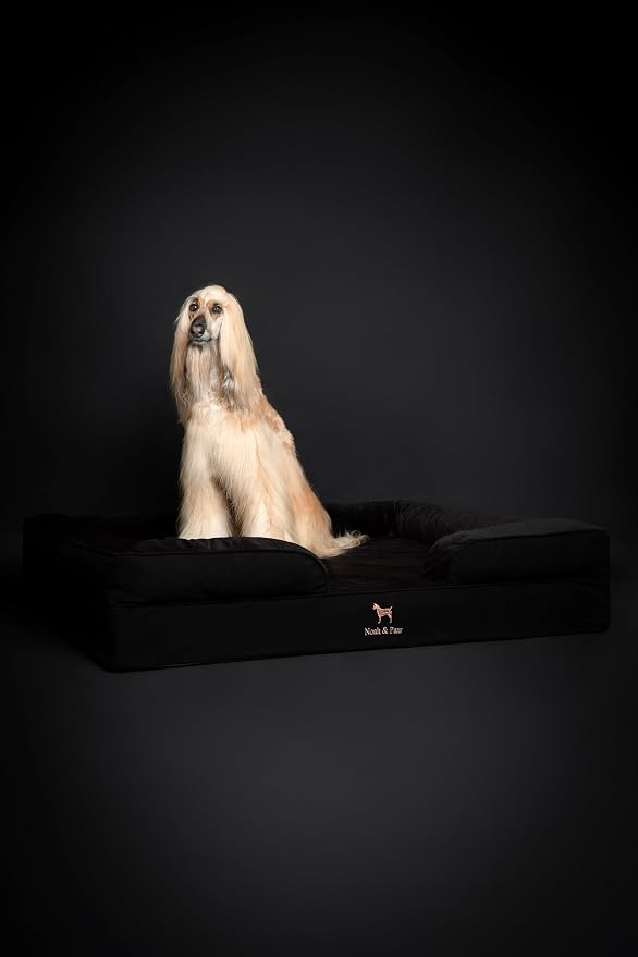 NOAH & PAW Giant Dog Bed XXL, 55x45x11 Inch, Orthopedic Dog Beds, Eggshell Memory Foam Infused with Cooling Gel, Inner Cover, Water Resistant, Machine Washable (Denim Sofa Collection)