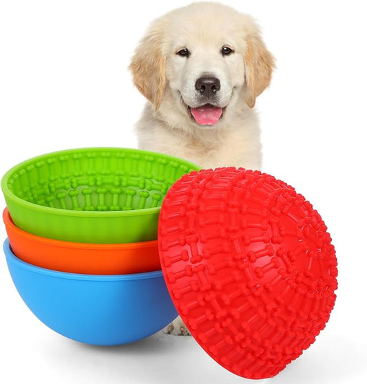 4 Pcs Dog Enrichment Lick Bowls Silicone Freeze Bowls Interactive Cat Licking Mats Slow Feeders for Cat Pet Oral Health for Boredom Anxiety Relief, Calming