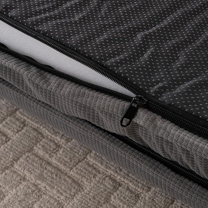 Dog Bed, L-Shaped Plush Sofa with Bolster, Memory Foam Pet Bed, Machine Washable Cover, for All Dog and cat Breeds (Dark Gray, 42" x 30" x 6.5")