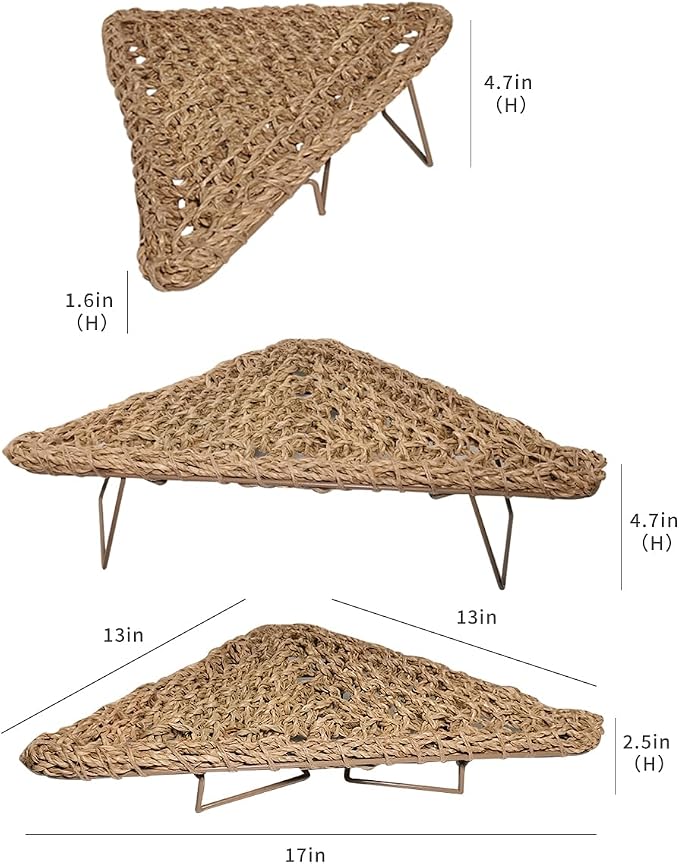 Bearded Dragon Hammock Reptile Tank Accessories Decor Large Basking Platform Metal Legs Bed Habitat for Lizard Leopard Gecko Snake Hermit Crab and Frog (Triangle)