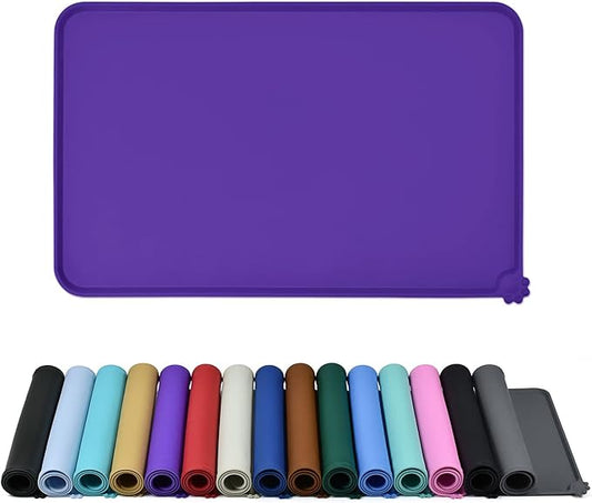 Reopet Silicone Pet Feeding Mat - Waterproof & Non-Slip Dog Cat Placemat | High Raised Edges Prevent Food & Water Spills to Protect Floors, Easy to Clean, Fit for Dog Cat Bowls