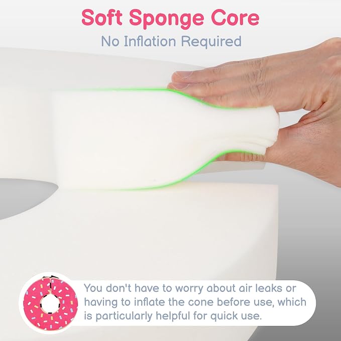 Sponge Dog Cone After Surgery, No Inflation Required Dog Donut Collar to Stop Licking, Inflatable Cone Alternatives for Medium Pets, Soft Recovery Collar with Protective Shield (Donut, M)