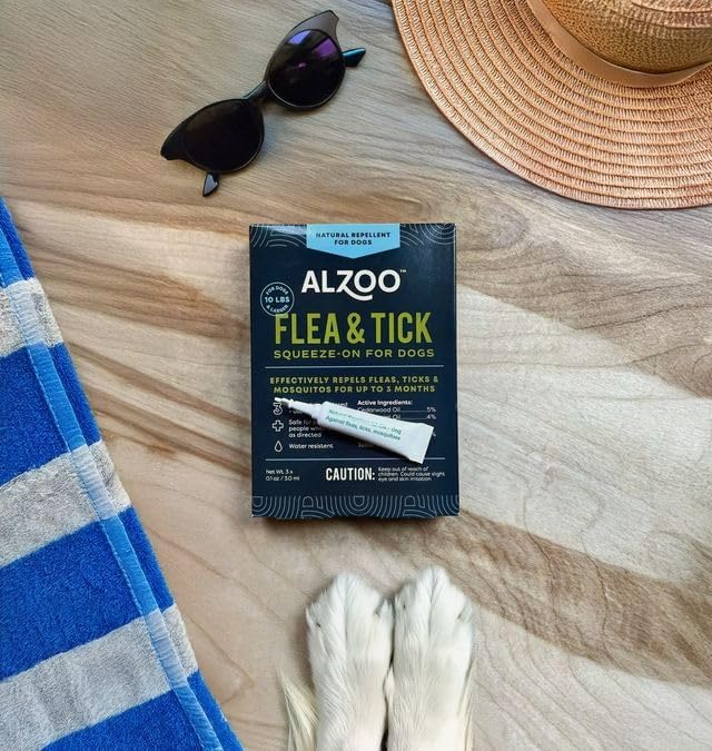 ALZOO Plant Based Flea & Tick Repellent Squeeze-On for Dogs and 8 Fl. Oz. Flea & Tick Repellent Spray for Dogs,Plant-Based Active Ingredients