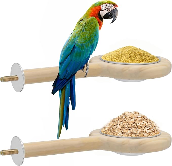 ASOCEA Large Bird Cage Seed Cather and 2 Pack Bird Perch Feeding Cup