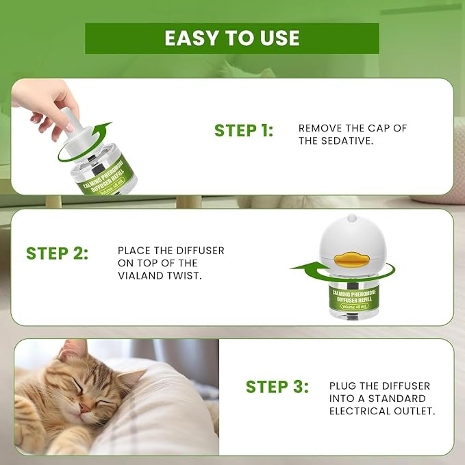 Cat Pheromone Diffuser to Calm Cats - Calming Diffuser Kit with 2 Plug-Ins & 6 Refills, Stress & Anxiety Relief to Help Reduce Fighting, Drug-Free for Peace at Home