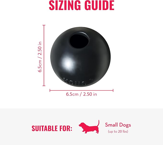 KONG Extreme Ball with Hole - Fetch Toy - Durable Dog Toy for Training, Interactive Playtime & More - Natural KONG Extreme Rubber Ball - Black - For Small Dogs
