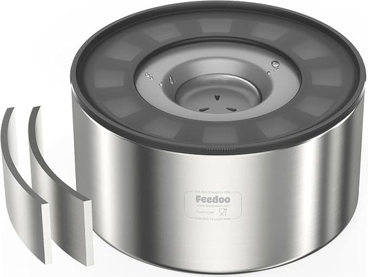 1Gallon No Spill Water Bowl for Dogs, Double-Wall Stainless Steel with Splash-Proof Paws Lid and Floating Disk, Non-Slip Base, Easy to Clean Slow Water Feeder for Large Medium Dogs
