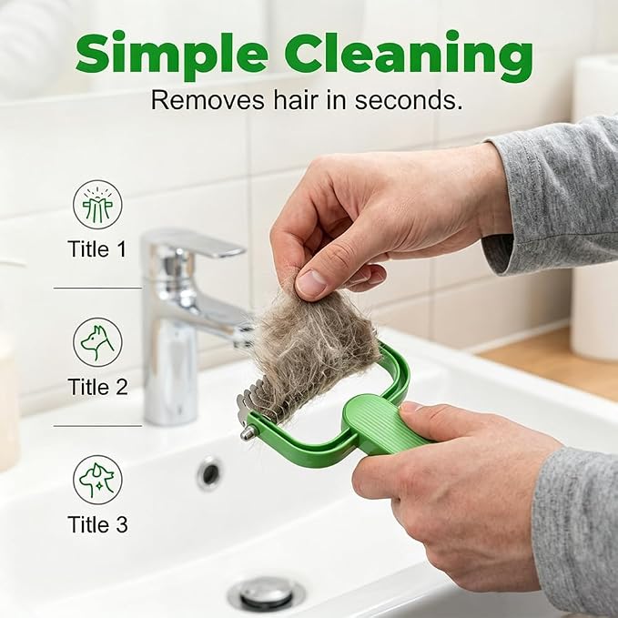 Pet Grooming Brush, 2026New Double Sided Dematting Comb for Cats & Dogs, Undercoat Rake, Gentle Matt Remover Detangler for Long Thick Hair Pets, Easy Grip Fur Remover Comb, Deshedding Brush (2PCMix)