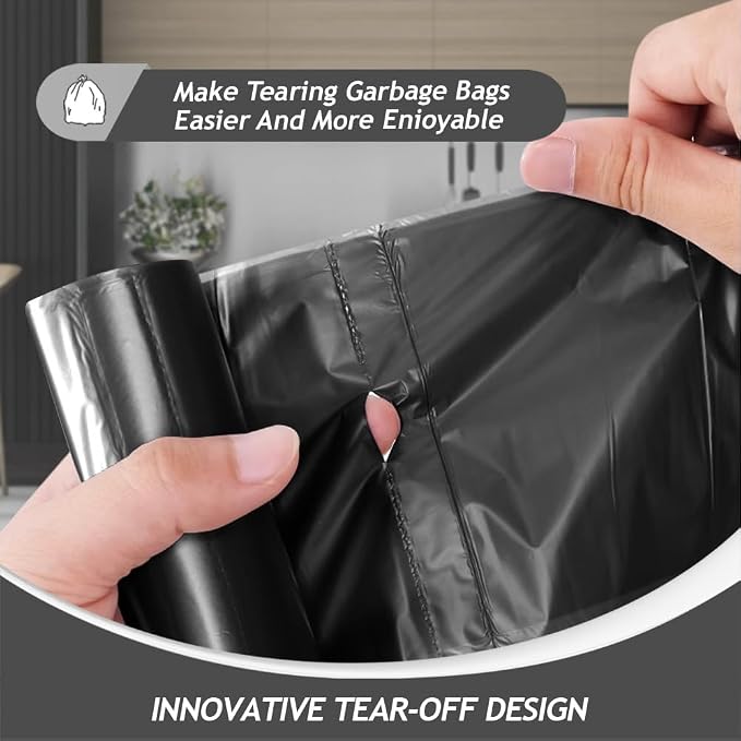 Teivio 4 Gallon 200 Counts Strong Trash Bags Garbage Bags, Bathroom Trash Can Bin Liners, Small Plastic Bags for Home Office Kitchen Kitchen (Black)