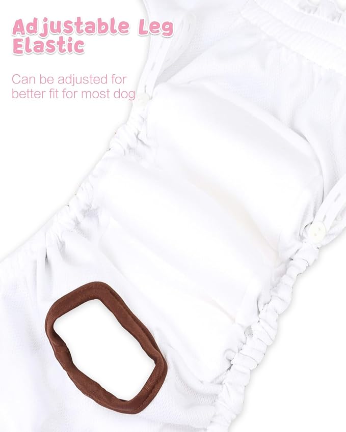 CuteBone Washable Female Dog Diapers 4 Pack Reusable Doggie Heat Diapers for Period FMG13M