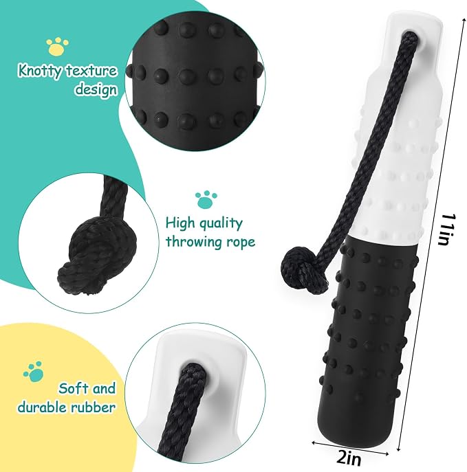 Blueweenly 6 Pcs Dog Bumper Toy for Water Retrieving Plastic Puppy Training Dummy Dog Float Toy Lightweight for Float on The Water Pool Outdoor Training Hunting Fetching (Black and White)