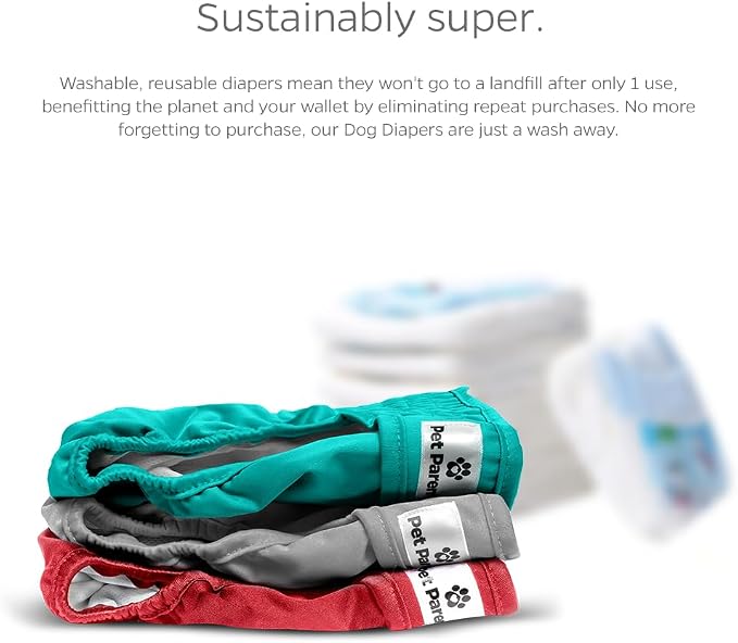 Pet Parents® Washable Dog Diapers (3pack) + Extendrs® of Durable Doggie Diapers, Premium Dog Diapers Female (Large, Southern Belle)
