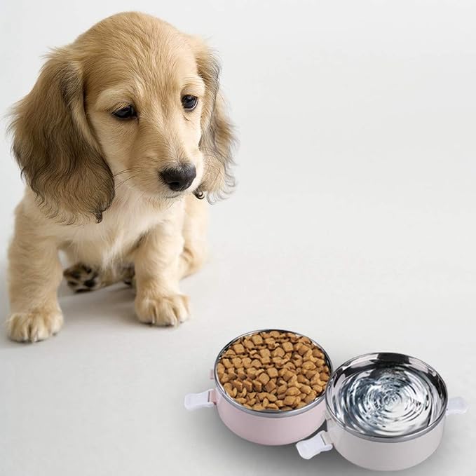 Pets Travel Bowl,4 Tiers Portable Stainless Steel Travel Lunch Bowls Set for Pet