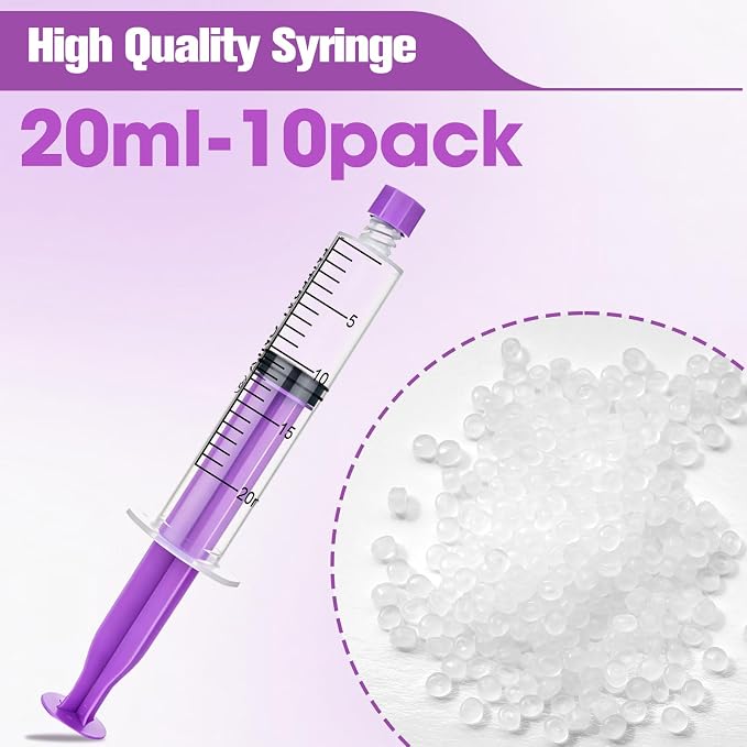 20ml Syringe with Cap, 20cc Plastic Syringes for Liquid, Feeding, Individually Wrapped 10 Pack